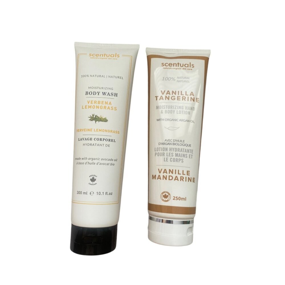 New Scentuals Body Wash & Hand Lotion Set Verbena Lemongrass & Vanilla Tangerine